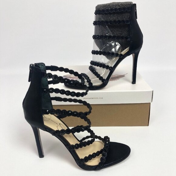 Jessica Simpson Womens Jezalynn Dress Sandals Black 7.5M - Picture 1 of 7